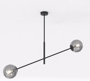 Závěsné svítidlo LINEAR 2 – černé, grafitové sklo, 2× E14, šířka 102 cm