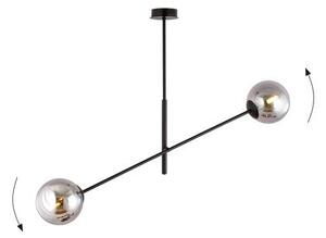 Závěsné svítidlo LINEAR 2 – černé, grafitové sklo, 2× E14, šířka 102 cm