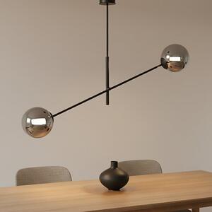 Závěsné svítidlo LINEAR 2 – černé, grafitové sklo, 2× E14, šířka 102 cm