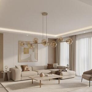 Závěsné svítidlo MAGNUS 8 – moka, jantarové sklo, 8× E14, šířka 130 cm