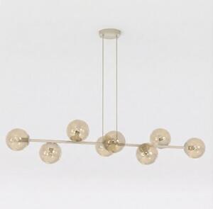 Závěsné svítidlo MAGNUS 8 – moka, jantarové sklo, 8× E14, šířka 130 cm