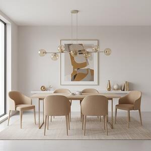 Závěsné svítidlo MAGNUS 8 – moka, jantarové sklo, 8× E14, šířka 130 cm