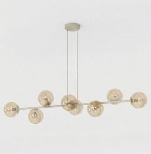 Závěsné svítidlo MAGNUS 8 – moka, jantarové sklo, 8× E14, šířka 130 cm