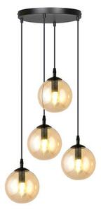 Závěsné svítidlo COSMO 4 PREM – černé, jantarové sklo, 4× E14, šířka 40 cm