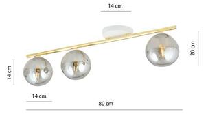 Stropní svítidlo MONZA 3 – bílé, grafitové sklo, 3× E14, šířka 80 cm