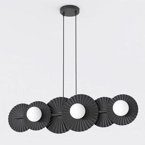 Závěsné svítidlo UMBRA 6 – černé, bílé sklo, 6× G9, šířka 92 cm
