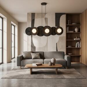 Závěsné svítidlo UMBRA 6 – černé, bílé sklo, 6× G9, šířka 92 cm