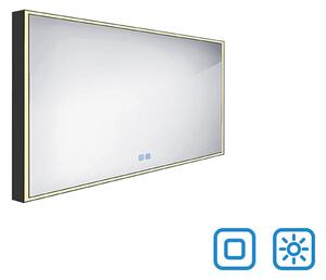 Zrcadlo do koupelny 120x70 s osvětlením, černým rámem, dva dotykové spínače NIMCO ZPC 13006VX-90