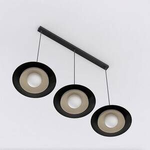 Závěsné svítidlo SKIN 3 – černé / moka, bílé sklo, 3× G9, šířka 95 cm