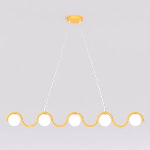 Závěsné svítidlo SINUS 5 – oranžové, bílé sklo, 5× G9, šířka 110 cm