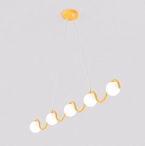 Závěsné svítidlo SINUS 5 – oranžové, bílé sklo, 5× G9, šířka 110 cm