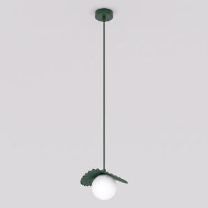 Závěsné svítidlo FLORA 1 – olivově zelené, bílé sklo, 1× G9, šířka 28 cm