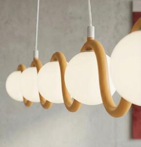 Závěsné svítidlo SINUS 5 – oranžové, bílé sklo, 5× G9, šířka 110 cm