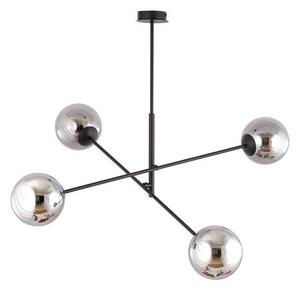 Závěsné svítidlo LINEAR 4 – černé, grafitové sklo, 4× E14, šířka 102 cm