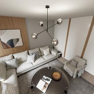 Závěsné svítidlo LINEAR 4 – černé, grafitové sklo, 4× E14, šířka 102 cm