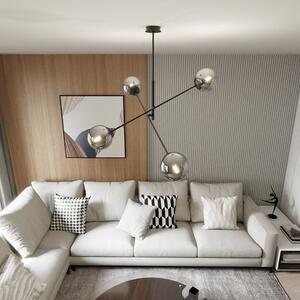 Závěsné svítidlo LINEAR 4 – černé, grafitové sklo, 4× E14, šířka 102 cm