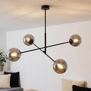 Závěsné svítidlo LINEAR 4 – černé, grafitové sklo, 4× E14, šířka 102 cm