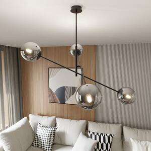 Závěsné svítidlo LINEAR 4 – černé, grafitové sklo, 4× E14, šířka 102 cm