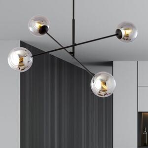 Závěsné svítidlo LINEAR 4 – černé, grafitové sklo, 4× E14, šířka 102 cm
