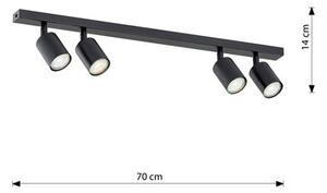 Stropní svítidlo FLASH 4 – černé, 4× GU10, šířka 70 cm