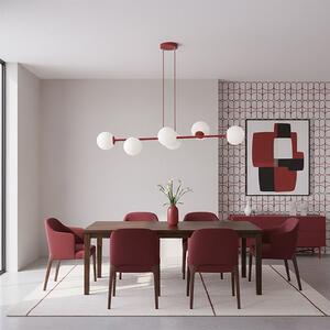 Závěsné svítidlo MAGNUS 6 – vínové, opálové sklo, 6× E14, šířka 110 cm
