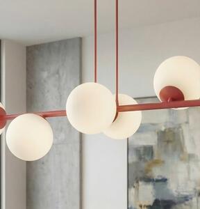 Závěsné svítidlo MAGNUS 6 – vínové, opálové sklo, 6× E14, šířka 110 cm