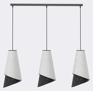 Závěsné svítidlo MODA 3 – černé / šedé, textilní stínidla, 3× E27, šířka 95 cm