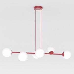 Závěsné svítidlo MAGNUS 6 – vínové, opálové sklo, 6× E14, šířka 110 cm