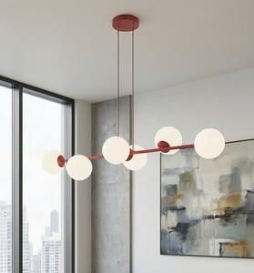 Závěsné svítidlo MAGNUS 6 – vínové, opálové sklo, 6× E14, šířka 110 cm