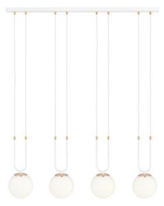 Závěsné svítidlo GLAM 4 – bílé, opálové sklo, 4× E14, šířka 92 cm