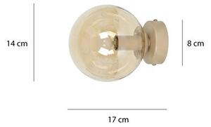 Nástěnné svítidlo MAGNUS K1 – moka, jantarové sklo, 1× E14, šířka 14 cm