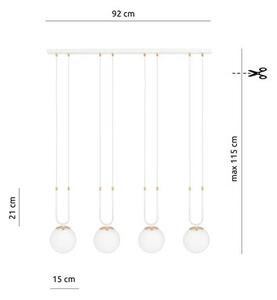 Závěsné svítidlo GLAM 4 – bílé, opálové sklo, 4× E14, šířka 92 cm