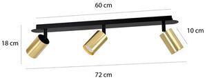 Stropní svítidlo ZEN 3 – černé, 3× GU10, šířka 74 cm