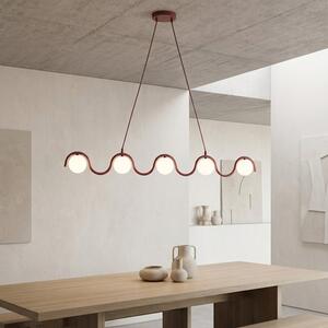 Závěsné svítidlo SINUS 5 – vínové, bílé sklo, 5× G9, šířka 110 cm