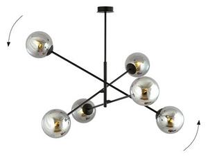 Závěsné svítidlo LINEAR 6 – černé, grafitové sklo, 6× E14, šířka 102 cm