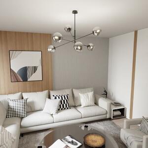 Závěsné svítidlo LINEAR 6 – černé, grafitové sklo, 6× E14, šířka 102 cm