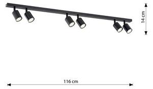 Stropní svítidlo FLASH 6 – černé, 6× GU10, šířka 116 cm