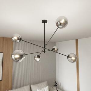 Závěsné svítidlo LINEAR 6 – černé, grafitové sklo, 6× E14, šířka 102 cm