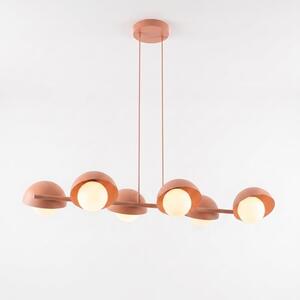 Závěsné svítidlo BOOM 6 – korálové, bílé sklo, 6× G9, šířka 88 cm
