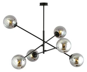 Závěsné svítidlo LINEAR 6 – černé, grafitové sklo, 6× E14, šířka 102 cm