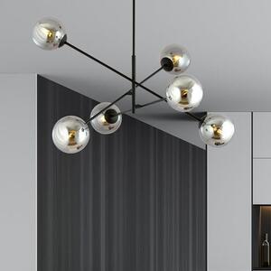 Závěsné svítidlo LINEAR 6 – černé, grafitové sklo, 6× E14, šířka 102 cm