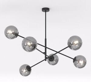 Závěsné svítidlo LINEAR 6 – černé, grafitové sklo, 6× E14, šířka 102 cm
