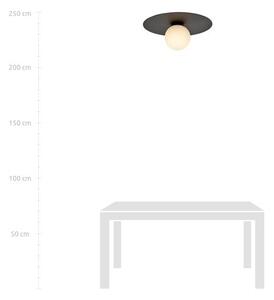 Stropní svítidlo SOLAR 1 – černé, opálové sklo, 1× E14, šířka 43 cm