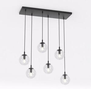 Závěsné svítidlo COSMO 6 – černé, čiré sklo, 6× E14, šířka 81 cm