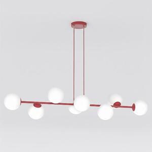 Závěsné svítidlo MAGNUS 8 – vínové, opálové sklo, 8× E14, šířka 130 cm