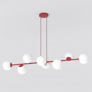 Závěsné svítidlo MAGNUS 8 – vínové, opálové sklo, 8× E14, šířka 130 cm