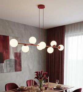 Závěsné svítidlo MAGNUS 8 – vínové, opálové sklo, 8× E14, šířka 130 cm