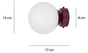 Nástěnné svítidlo MAGNUS K1 – vínové, opálové sklo, 1× E14, šířka 14 cm