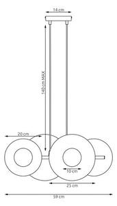 Závěsné svítidlo UMBRA 4 – celobílé, sklo, 4× G9, šířka 59 cm