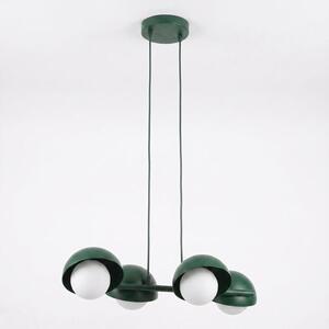 Závěsné svítidlo BOOM 4 – olivově zelené, bílé sklo, 4× G9, šířka 60 cm